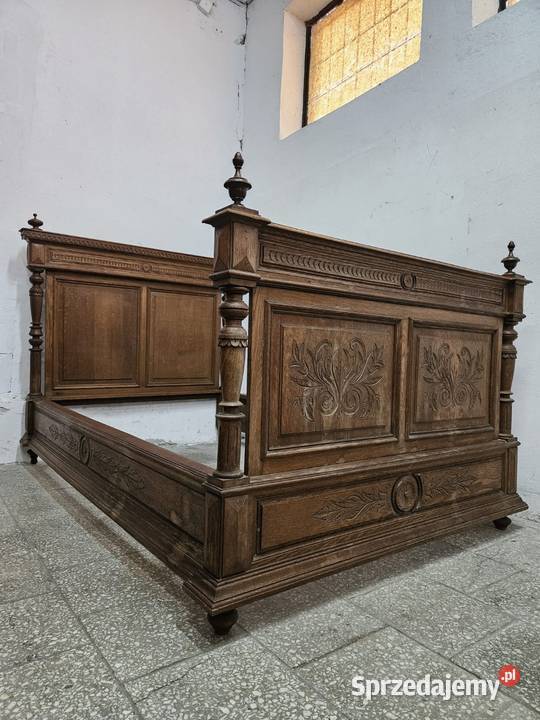 Stare dębowe łóżko eklektyczne Francja Nowy Sącz sprzedam