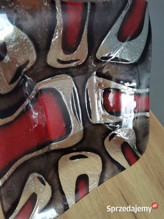 Stara duża patera owocarka kolorowe szkło design śląskie