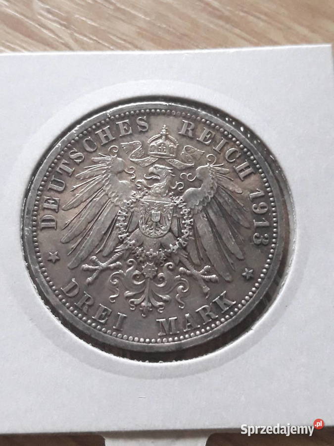 3 Marki Wilhelm II Prusy 1913 r men Aokoło Konin
