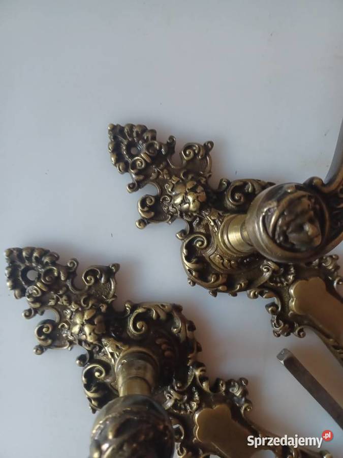 Komplet pałacowych klamek i szyldów Mosiądz Poznań