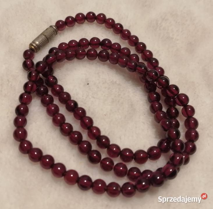 Naszyjnik bransoletka z koralików wiśniowe Czeladź