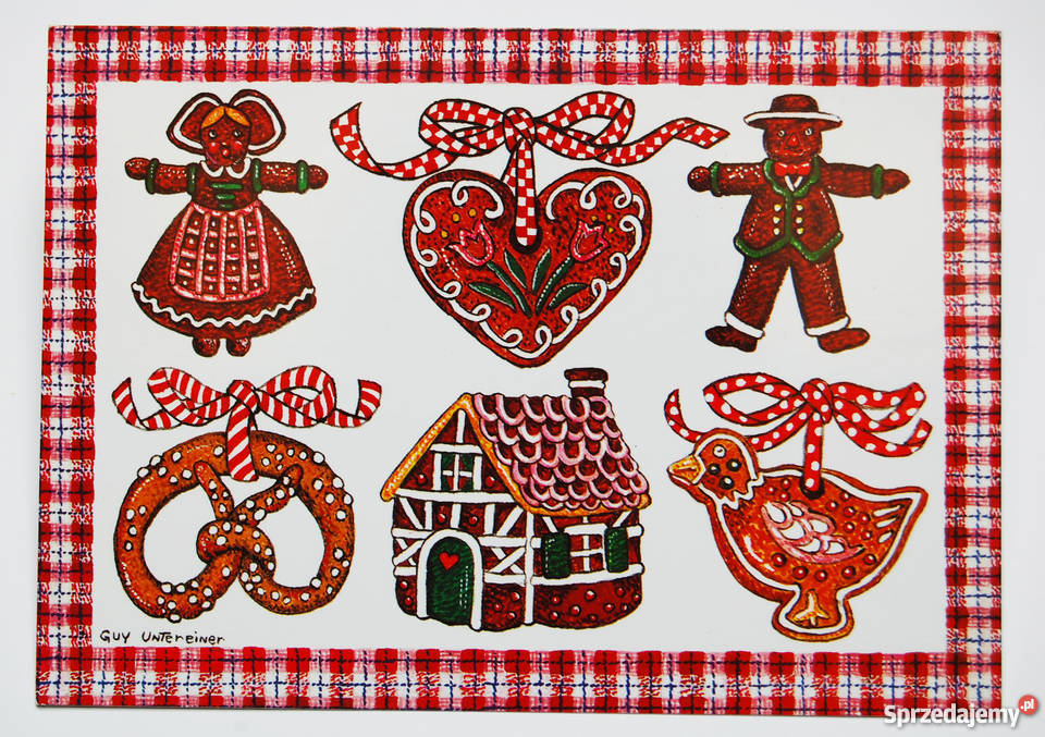 kartkapocztówka vintage pierniki Alzacja Francja Lublin