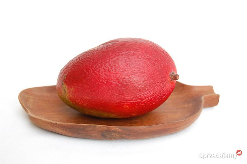 Rzeźbiona patera owoc mango drewno teak lata 70 brązowy