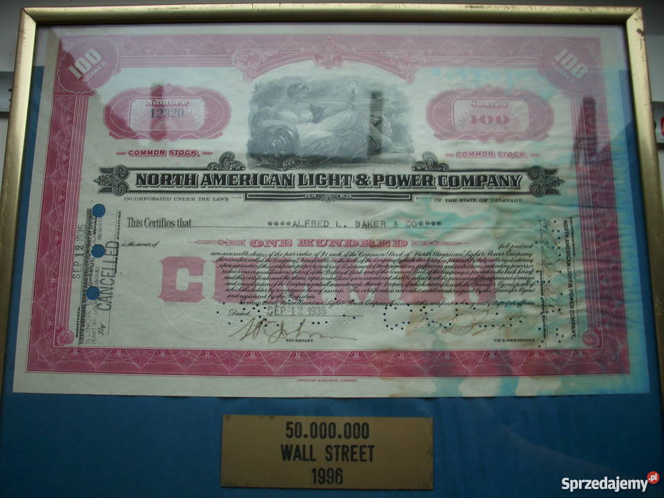 RarytasOryginalne Akcje z 1935 rokuWall Barlinek