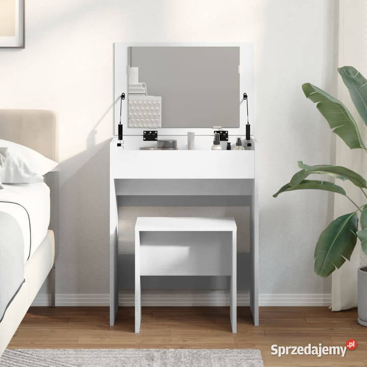 Toaletka ze stołkiem biała 60x40x1135 WM848213 Warszawa sprzedam