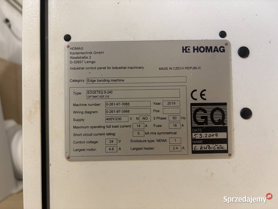 Okleiniarka Homag S 240 Skierniewice