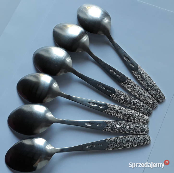 Łyżki obiadowe 2 ROŚLINNY Gerlach sztućce PRL Dąbrowa Górnicza