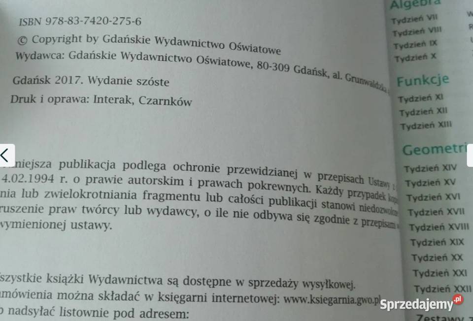 Matematyka z plusem Nowy kalendarz gimnazjalisty Rok wydania 2017 sprzedam