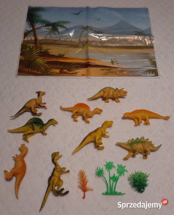 Dinozaury 9 figurek 3 rośliny plansza zestaw Czeladź sprzedam