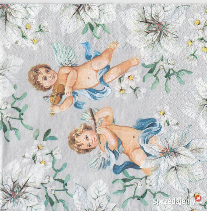 Dekupaż serwetki Aniołki Anioły Boże Narodzenie Rękodzieło Rękodzieło Skarżysko-Kamienna