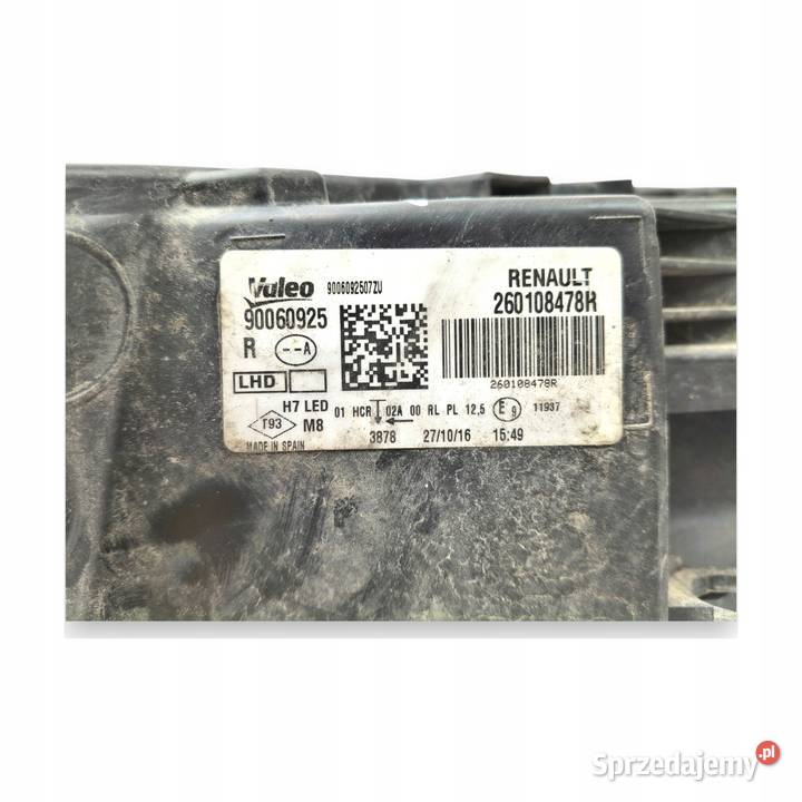 LAMPA PRAWA Renault Megane IV 1624 prawy przód lubelskie Chełm