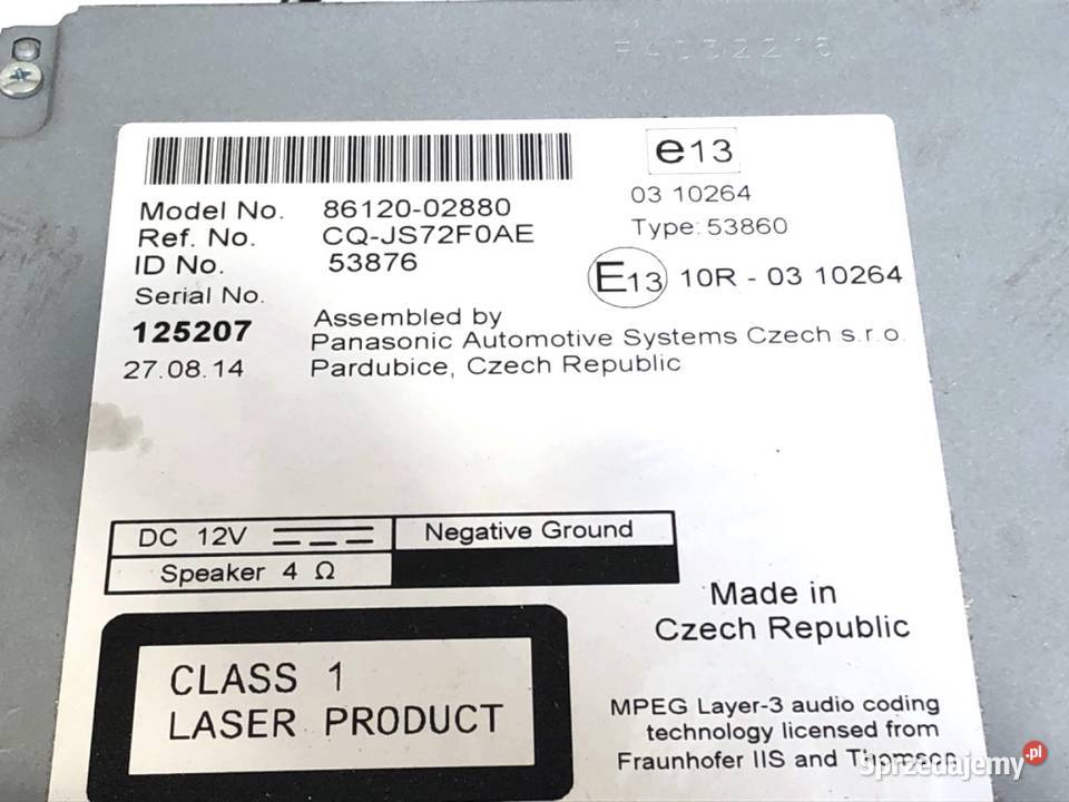 RADIO TOYOTA AURIS II 8612002880 1318 ODTWARZACZ