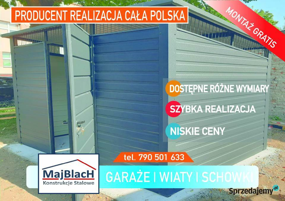 Garaż Blaszany GRAFITOWY Wiata Śmietnikowa Piła