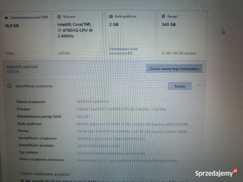laptop gamingowy MSI Rzeszów