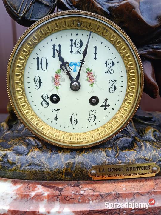 Piękny zegar kominkowy z wazonami Francja XIX