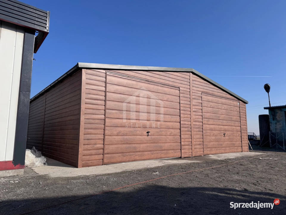Garaż blaszany 8x6m 2x brama drzwi drewnopodobny małopolskie Wieliczka