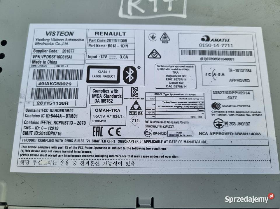 Renault Kangoo II III RADIO CD MP3 Rudka