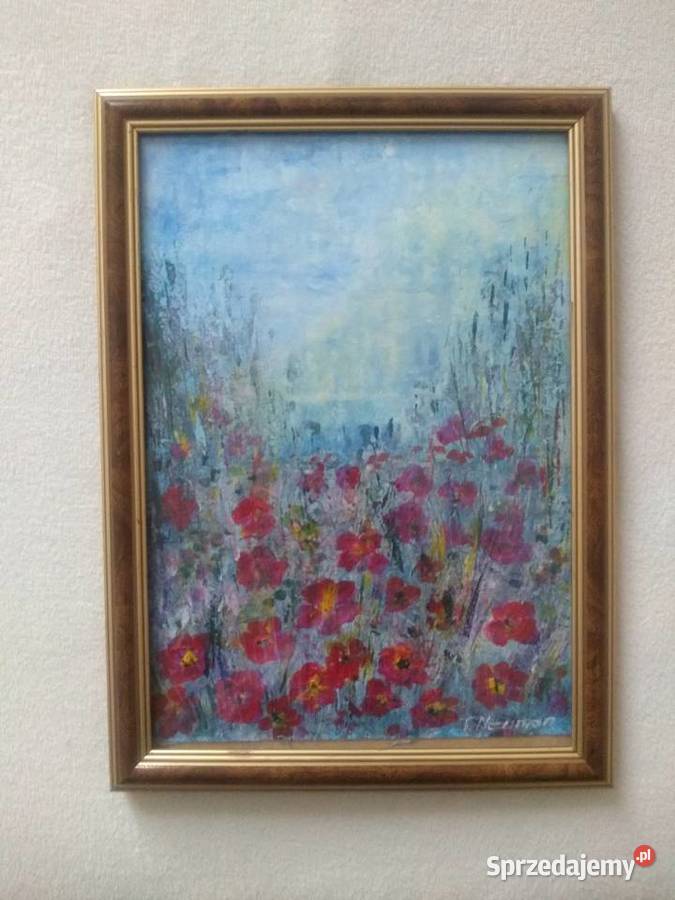 Kwiaty na łące obraz akrylowy podkarpackie