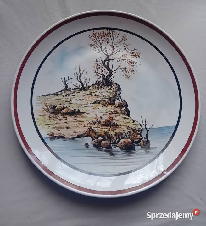 Ręcznie malowana patera Chodzież 32 średnicy Porcelana i szkło wielkopolskie Koźminek