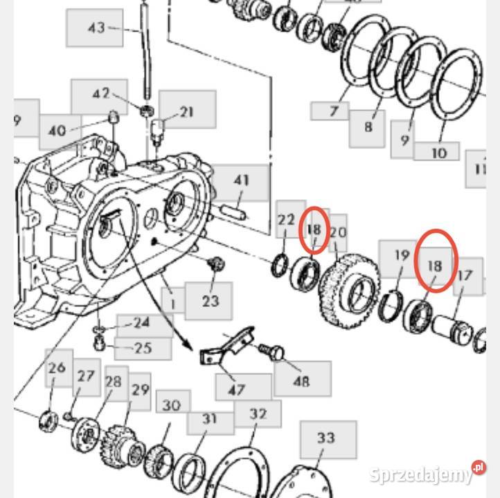 Łożysko przekładni John Deere 2054 2056 2058 Zajęczniki
