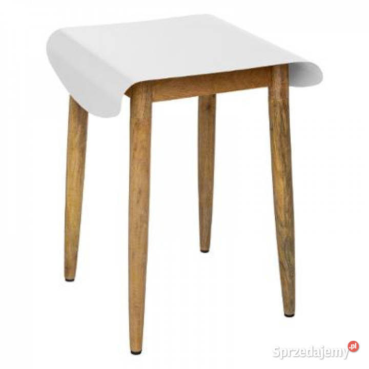 Taboret stołek siedzisko drewno MANGOmetal BIAŁY Kanie