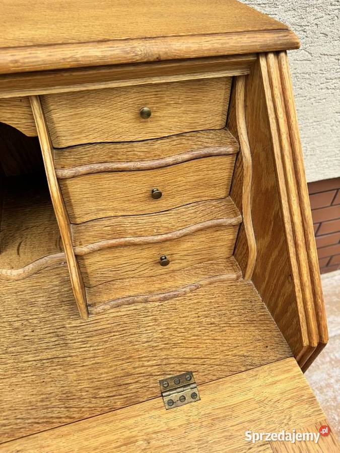 Sekretarzyk drewniany dębowy biurko szafka mazowieckie