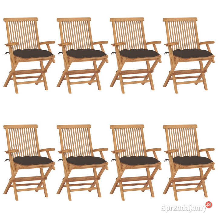 Krzesła ogrodowe z poduszkami taupe 8 lite