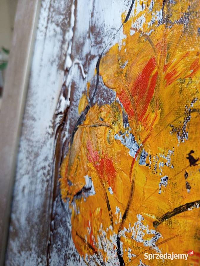 Obraz olejny TRZY DRZEWA Vintage na płycie w