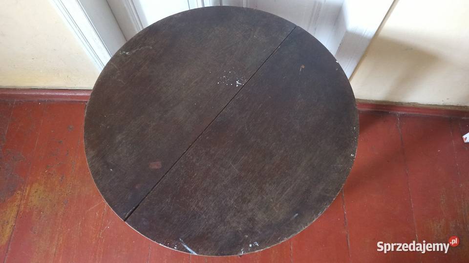 Stary drewniany rozkładany stół w stylu artdeco 80cm łódzkie