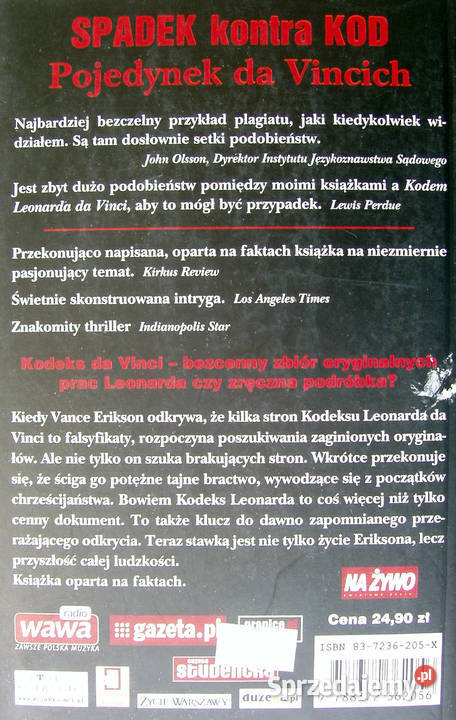Spadek Leonard Da Vinci Lewis Perdue 2006 małopolskie Limanowa
