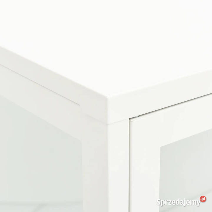 Szafka boczna biała 75x35x105 stal i szkło mazowieckie