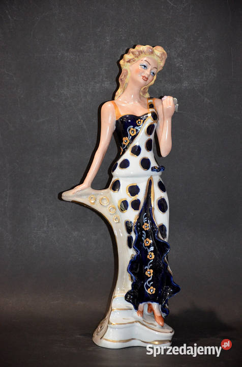 Porcelana Roceram figurka PAULA kobalt ok 41 Porcelana i szkło Środa Wielkopolska