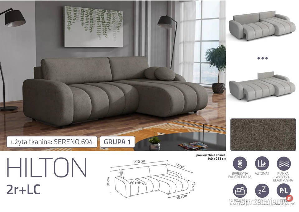 Narożnik Hilton 270x170 pojemnikfunkcja spania Narożniki Wieruszów