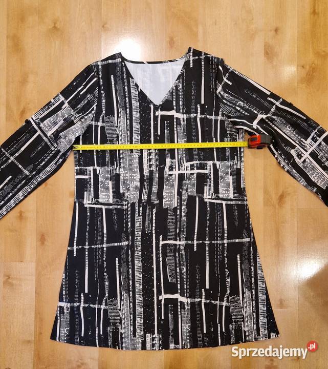 Wizytowa TUNIKA BLUZKA L w czarnobiały print Odzież damska lubelskie Lublin