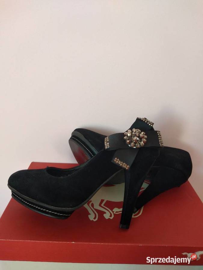 Eleganckie czarne szpilki 37 z kokardą nowe 25 Radom