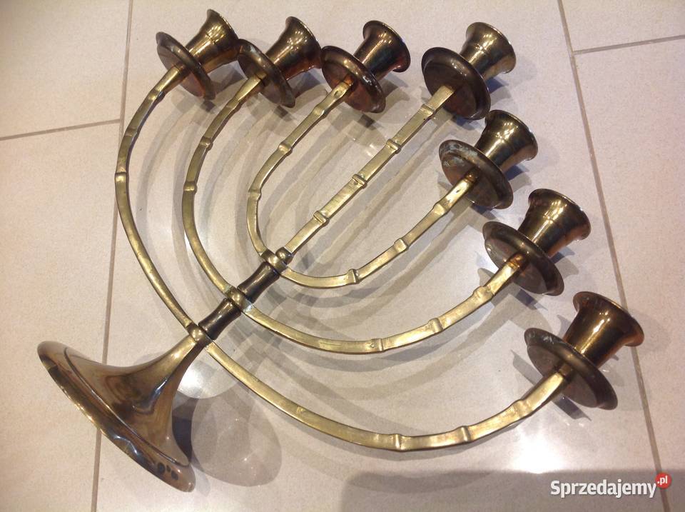 Świecznik Siedmioramienny Mosiężny STARY Nowa Sól