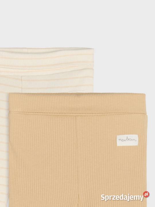 Dwupak legginsy prążkowane niemowlęce bawełniane Spodnie