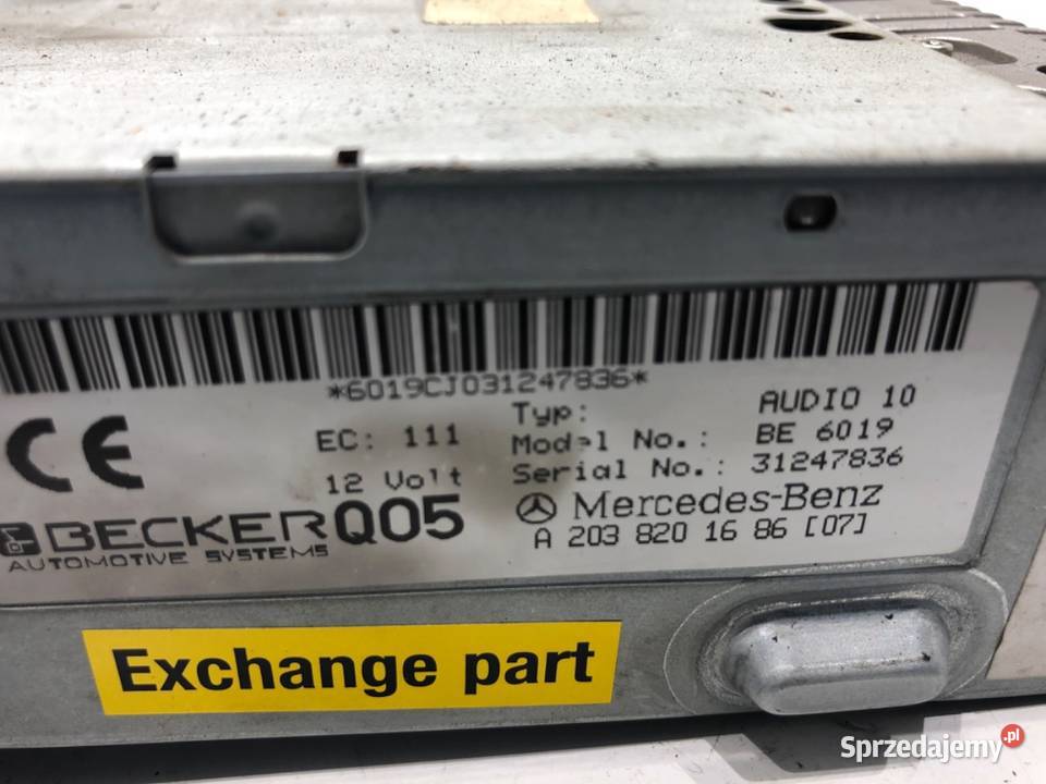 RADIO MERCEDES W203 A2038201686 0007 ODTWARZACZ osobowe Wyposażenie wnętrza sprzedam