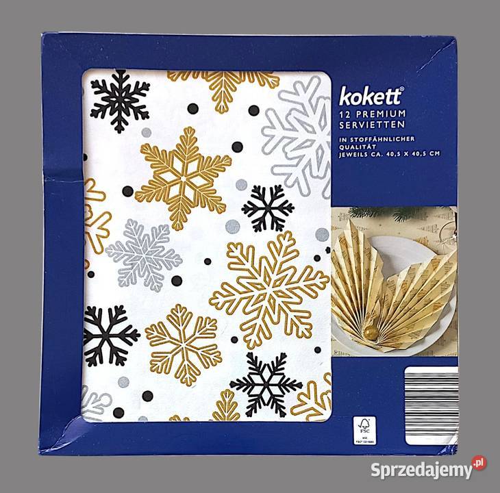 Zestaw 12 serwetek świąteczne gwiazdki na białym Chrzanów