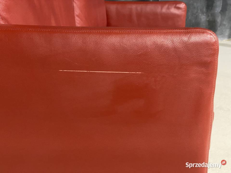 Czerwona skórzana sofa dwuosobowa z funkcją zachodniopomorskie Gryfice