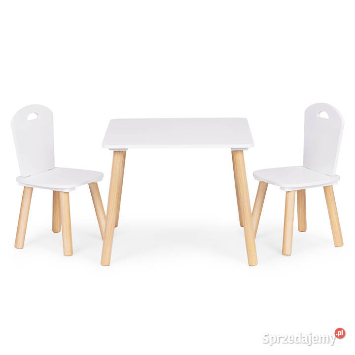 Zestaw mebli dzieci stolik 2 krzesła białe Smogorzów