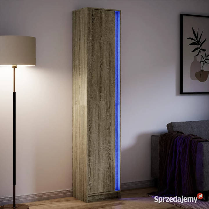 Wysoka szafka z LED dąb sonoma 415x325x200