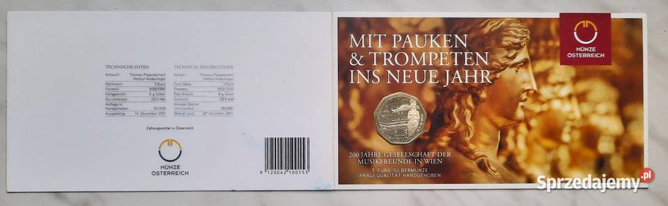 Moneta 5 Euro Austria Ag 2012 I Gliwice