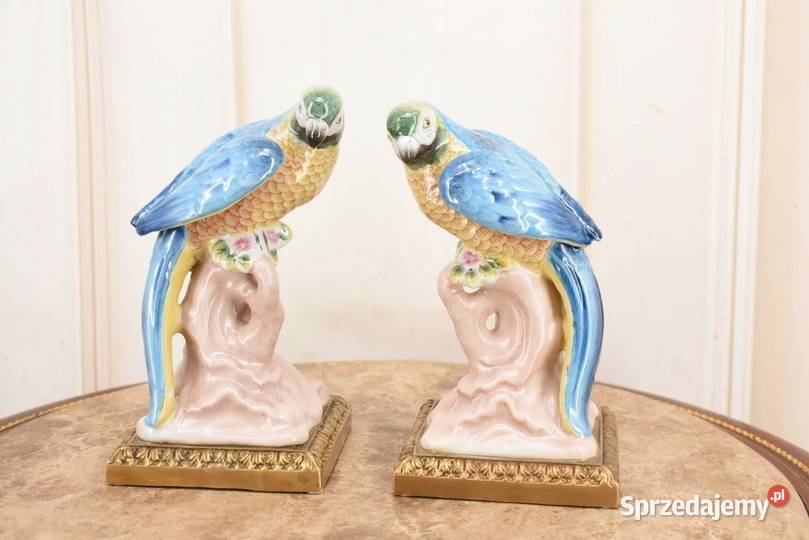 Dwie Porcelanowe Papugi Papuga Figura Rzeźba z małopolskie Kraków