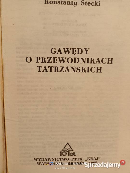 Gawędy o przewodnikach tatrzańskich pierwsze Warszawa sprzedam