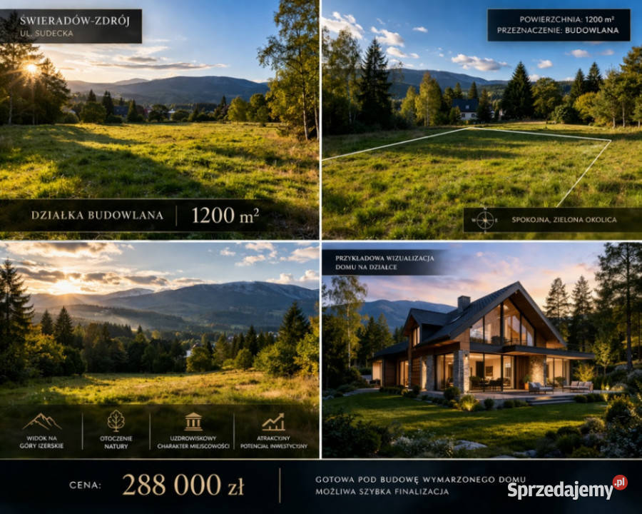 ŚwieradówZdrój i działka 1200 m Prywatność inwestycyjna dolnośląskie Świeradów-Zdrój