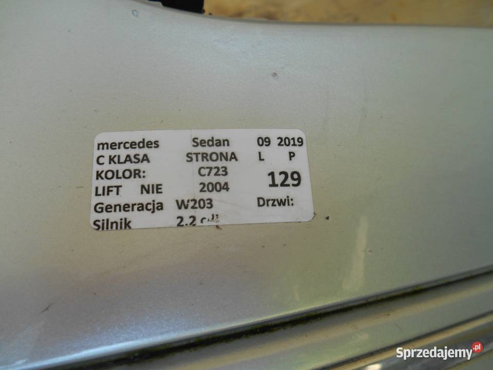 MERCEDES C KLASA W203 SEDAN C723 ZDERZAK PRZÓD Pasy przednie i tylne Zbierkowo sprzedam