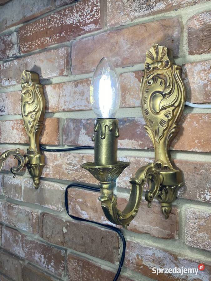 Para Francuskich kinkietów 4 mosiądz Antyk Poznań