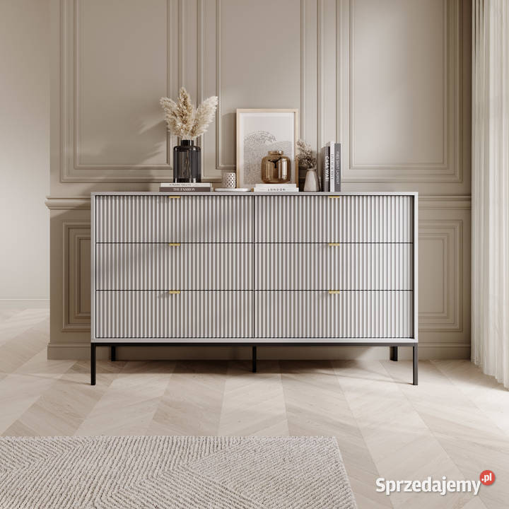 Duża komoda154 z szufladami kaszmir biała czarna Dom i Ogród Katowice
