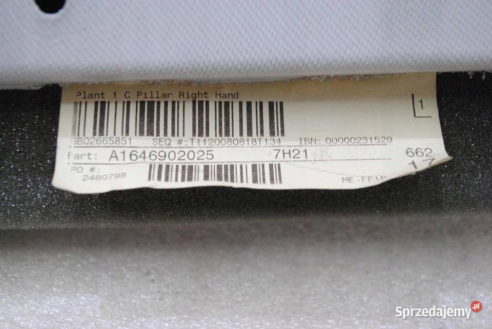 OSŁONA SŁUPKA PRAWY TYŁ ML W164 Osłony i zaślepki